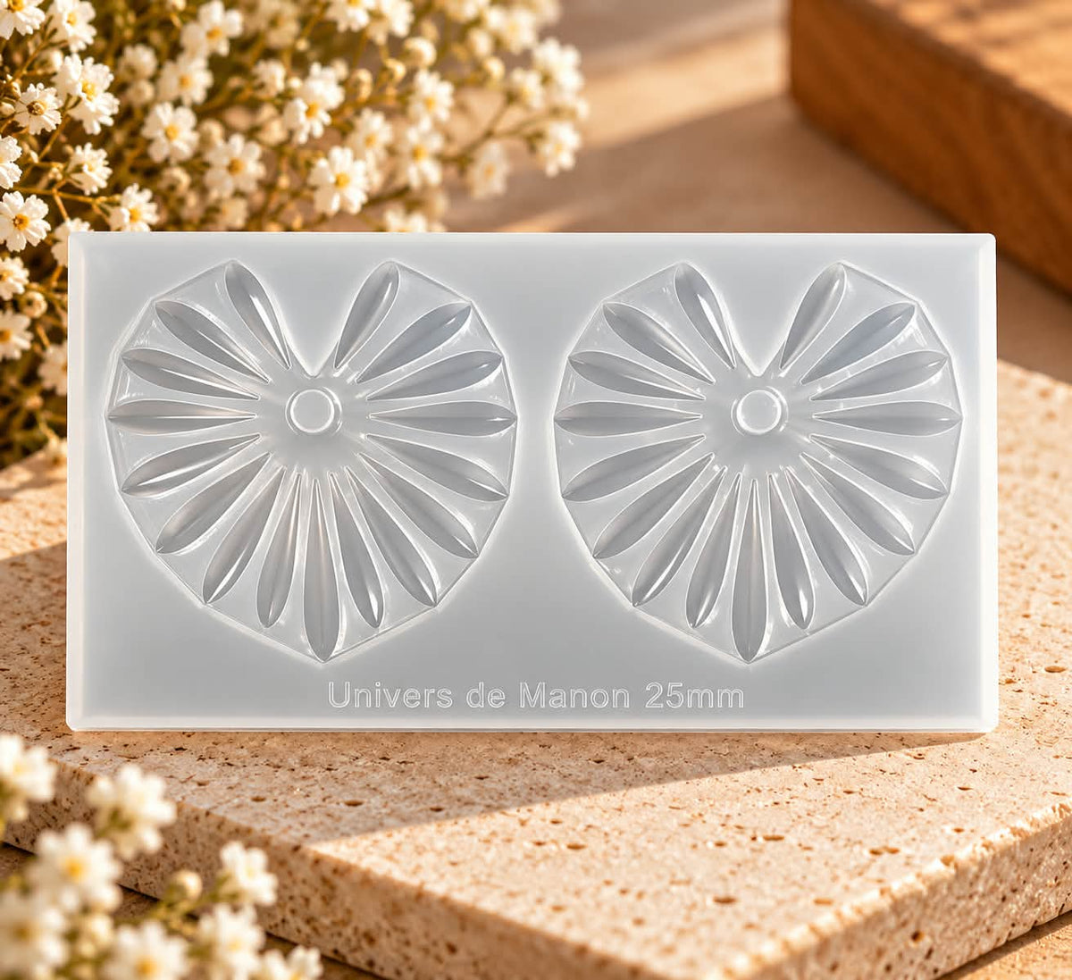 Moule en silicone 25 mm – Cœurs floraux