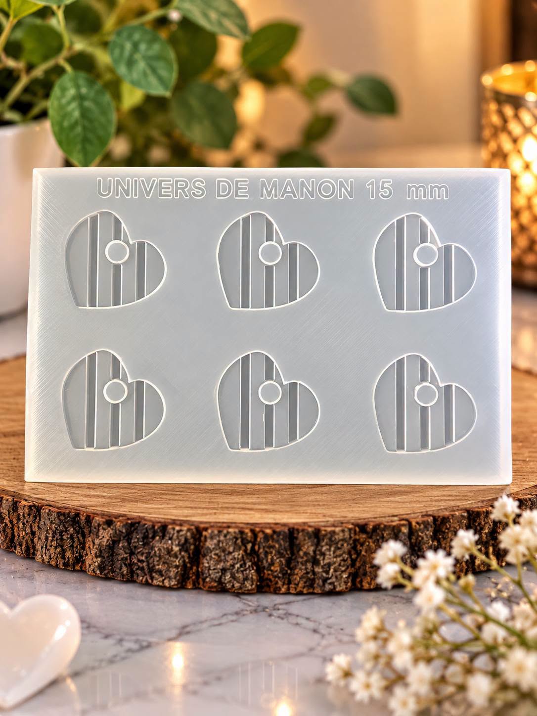 Moule en silicone coeur texturé ligne - 15 mm