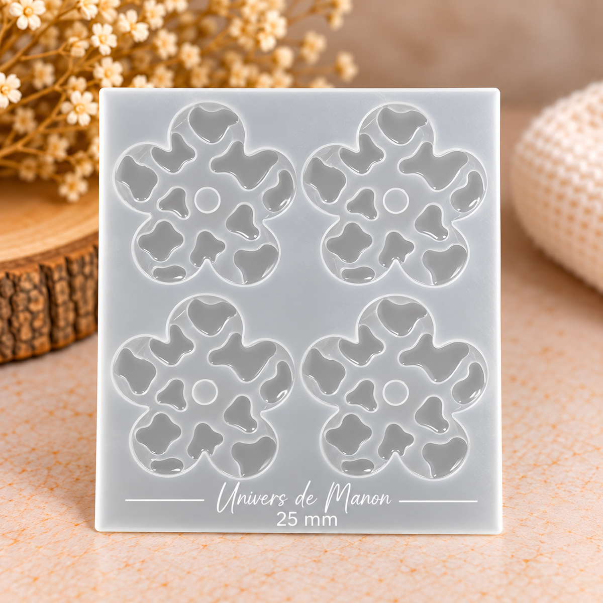 Moule fleur Motif Vachette – 4 empreintes 25 mm