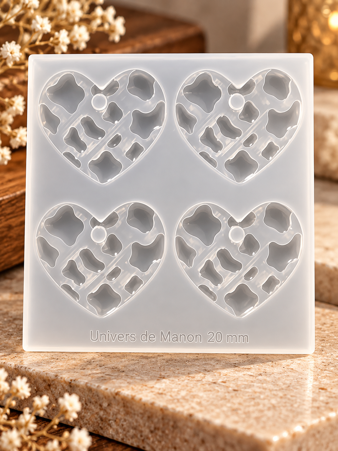 Moule Coeur Motif Vachette â 4 empreintes 20 mm