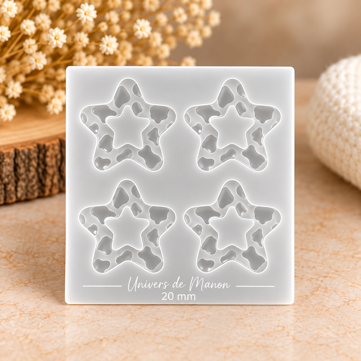 Moule Étoile Motif Vachette – 4 empreintes 20mm