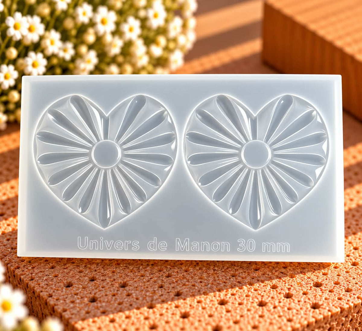 Moule en silicone 30 mm – Cœurs floraux