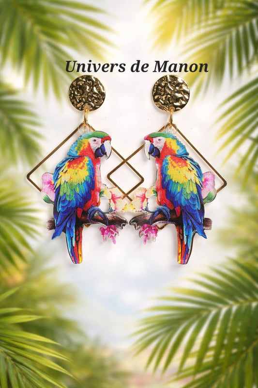 Boucles d’oreilles Perroquets Exotiques