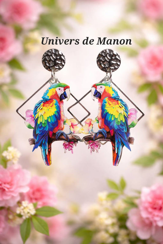 Boucles d’oreilles Perroquets Exotiques