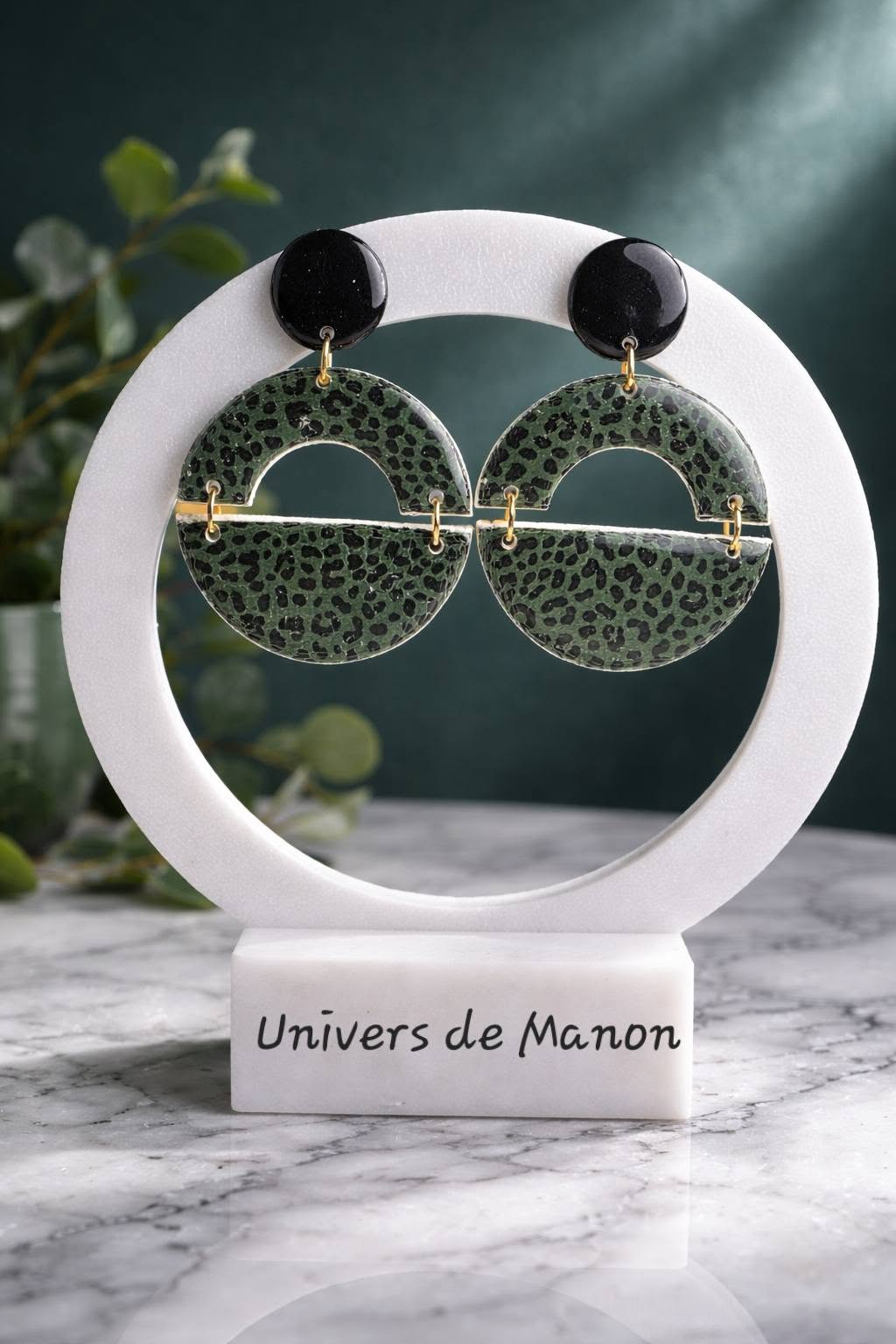 Boucles d’oreilles  Léopard Vert & Noir