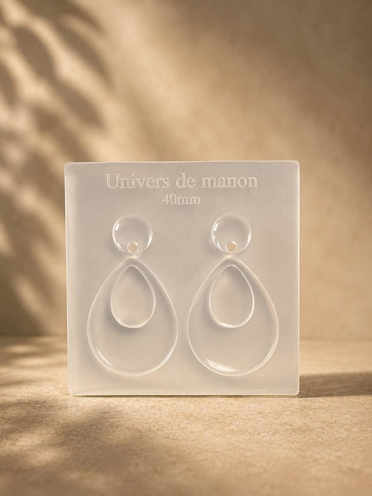 Moule boucles d’oreilles – Goutte évidée – 40 mm