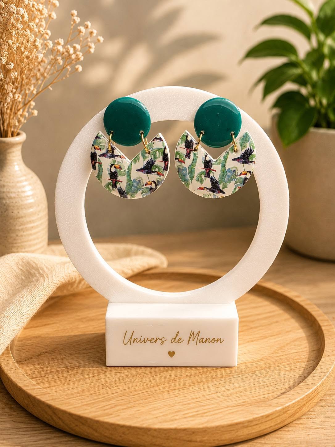 Boucles d’oreilles Bleu Canard & Oiseaux Exotiques