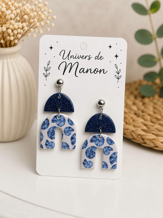Boucles d’oreilles Bleu & coquillage