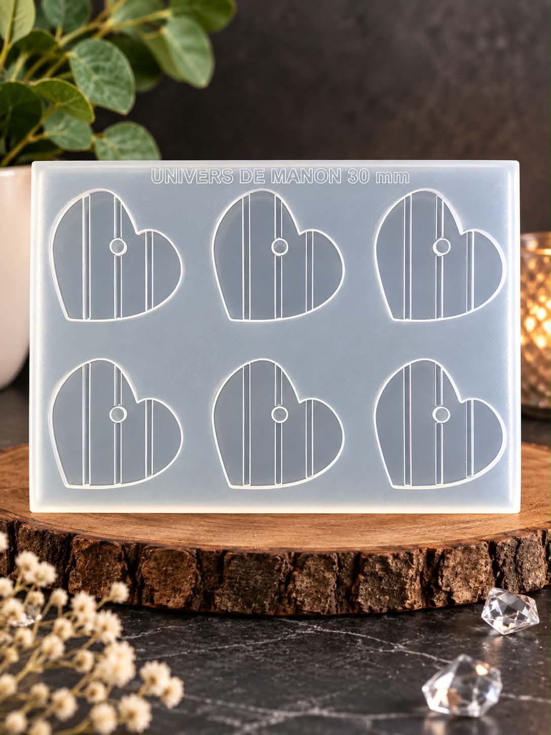Moule en silicone coeur  texturé ligne - 20 mm