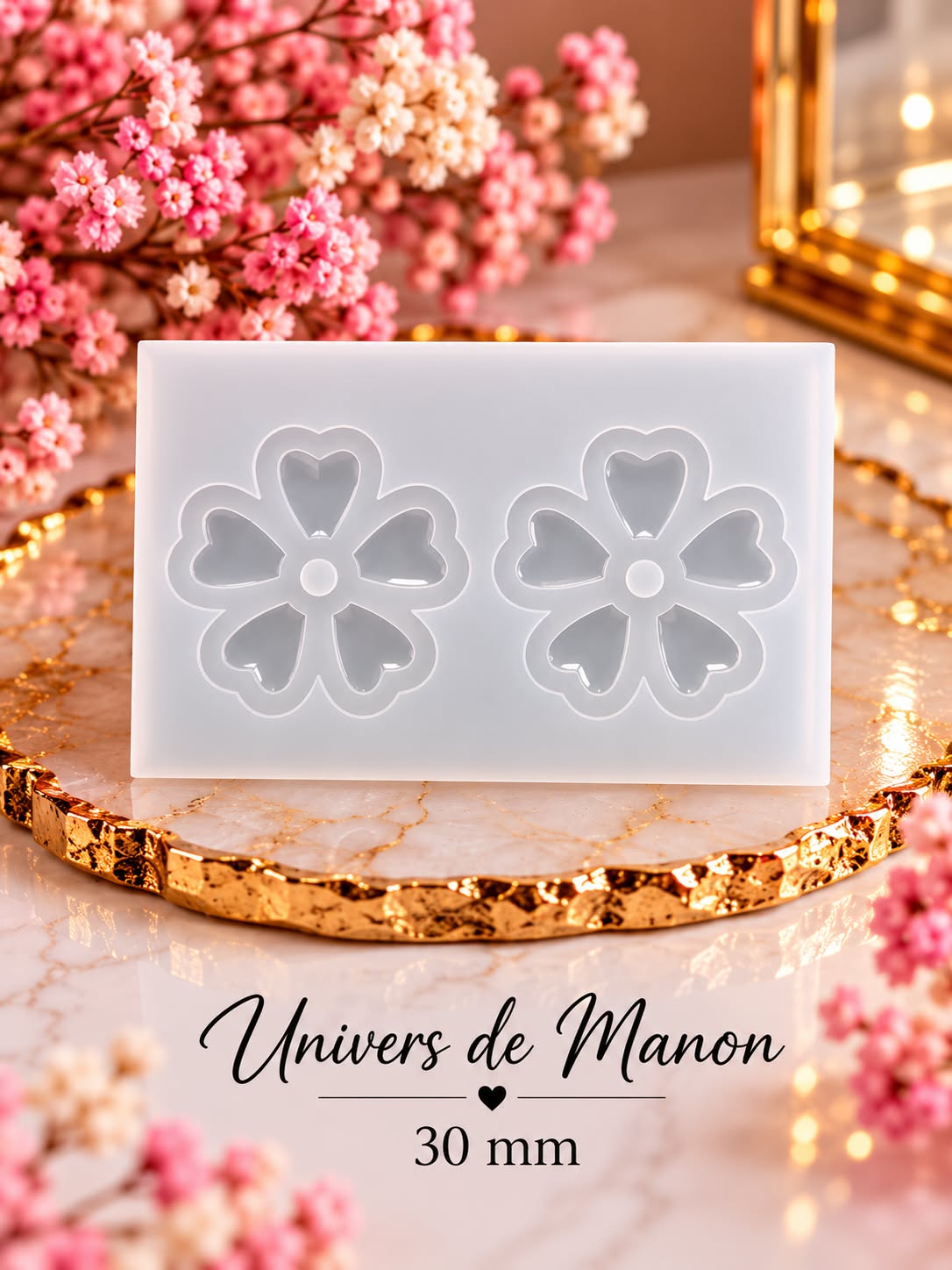 Moule Fleur Cœur – Univers de Manon 30 mm