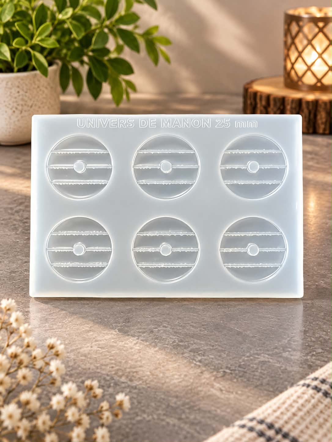 Moule en silicone rond avec relief 25 mm