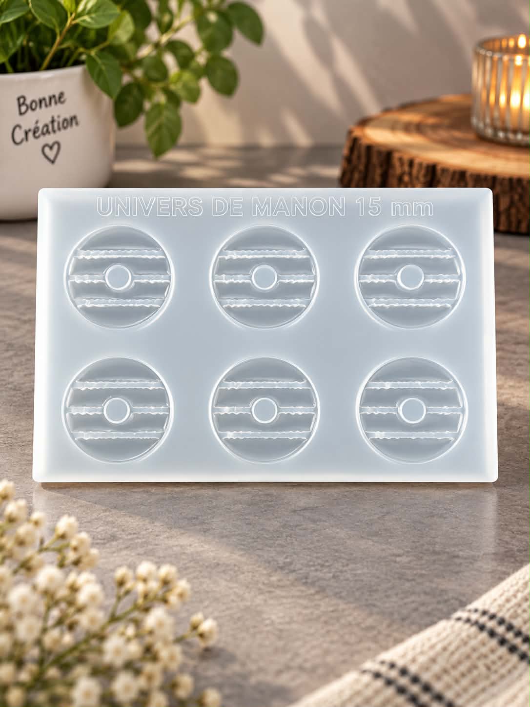 Moule en silicone rond avec relief 15 mm