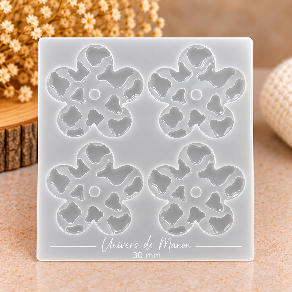 Moule fleur Motif Vachette – 4 empreintes 30 mm