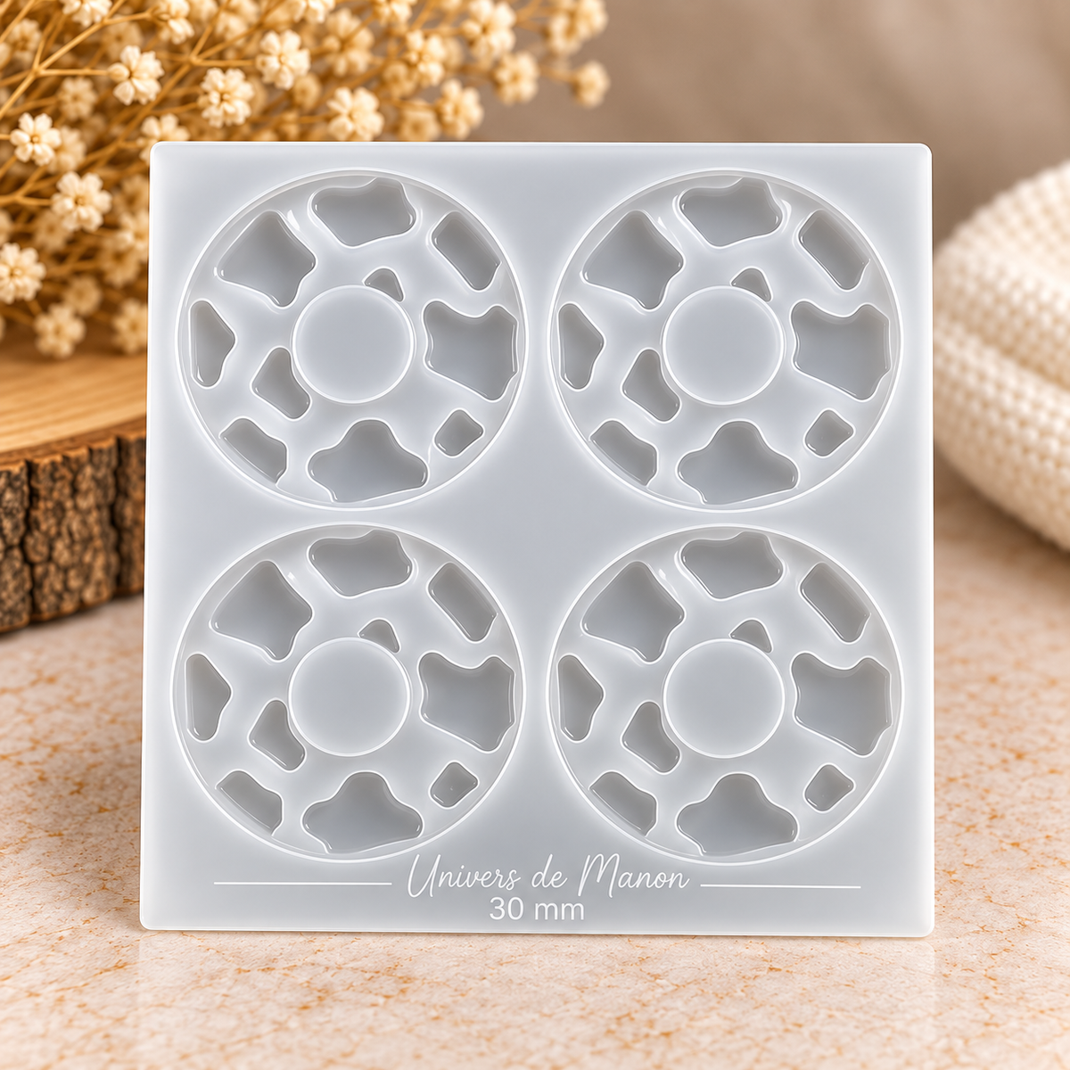 Moule rond Motif Vachette – 4 empreintes 30 mm
