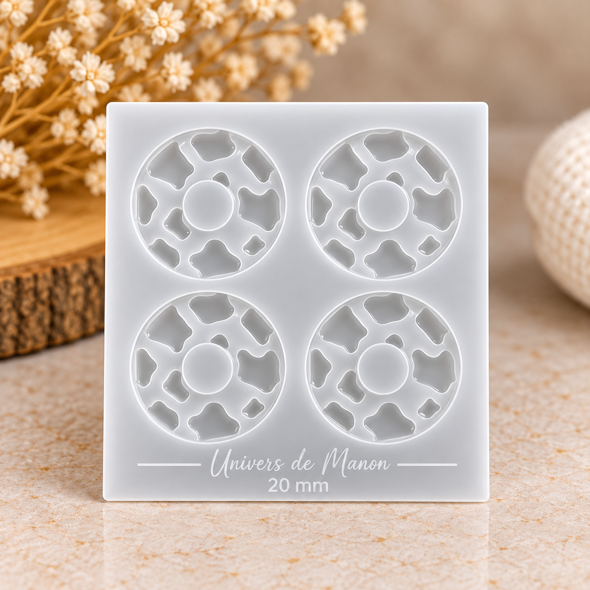 Moule rond  Motif Vachette – 4 empreintes 20 mm